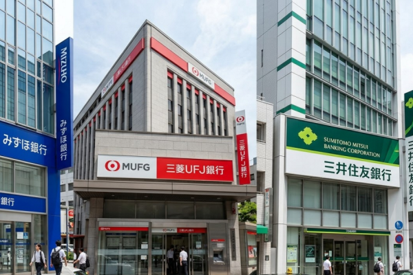 みずほ銀行、三菱UFJ銀行、三井住友銀行のイメージ画像